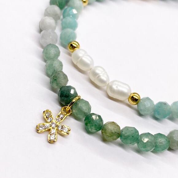 NEW Jade Stone & Amazonite Stone Layering Bracelet Set - Picture 8 of 12